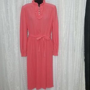 Vintage 70s Long Sleeve Secretary Dress W/ Ruffles Sz16